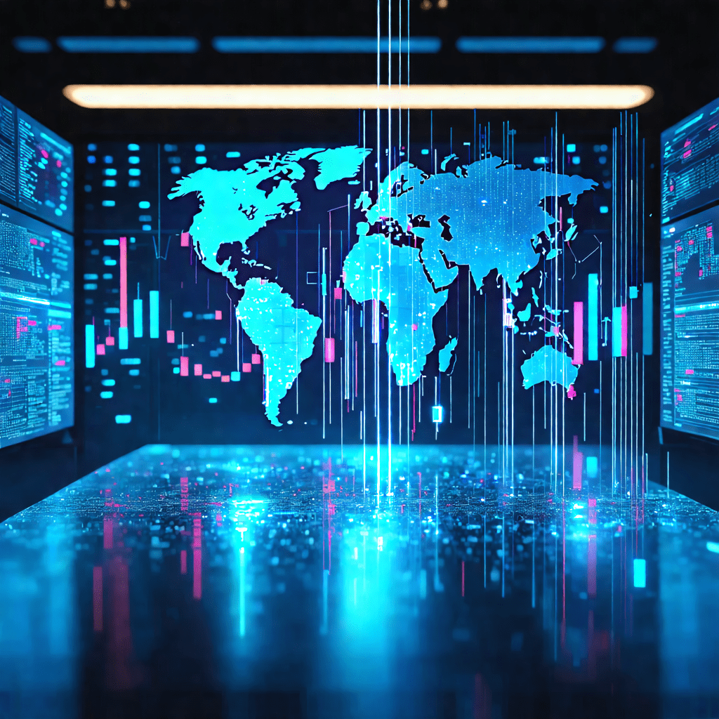 전 세계 데이터 흐름을 실시간으로 시각화한 디지털 지구 지도