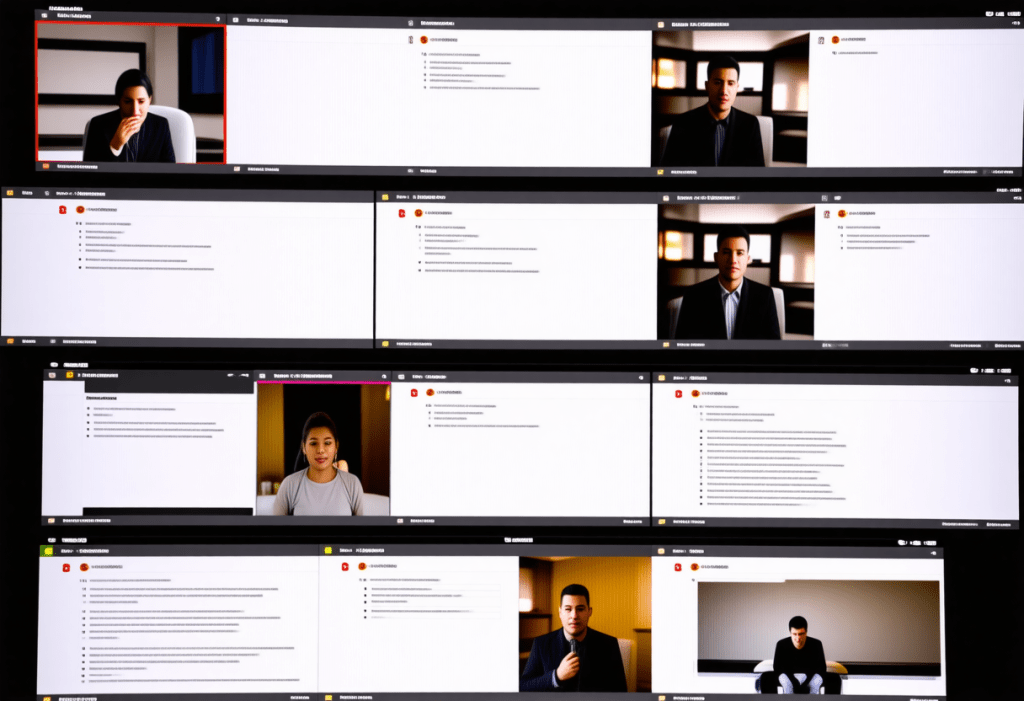 여러 영상을 동시에 표시한 온라인 화상 강의 화면