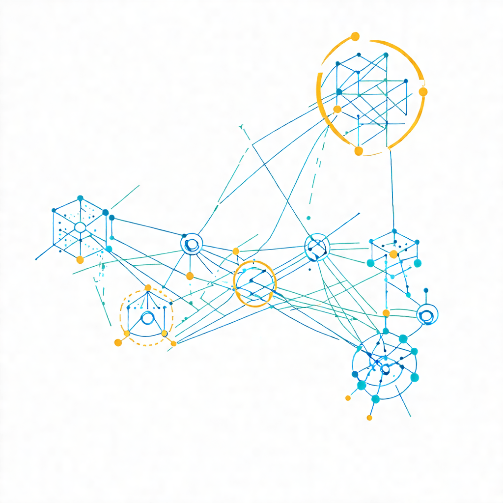 연결과 흐름을 상징하는 인공지능 네트워크 다이어그램