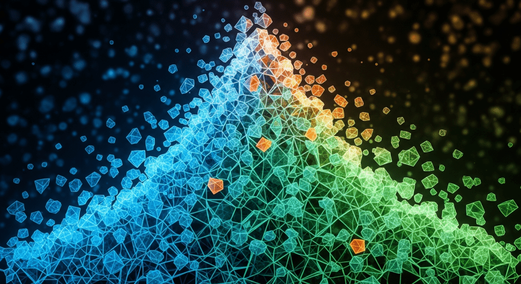 삼각형 구조로 확장되는 다채로운 파티클 네트워크